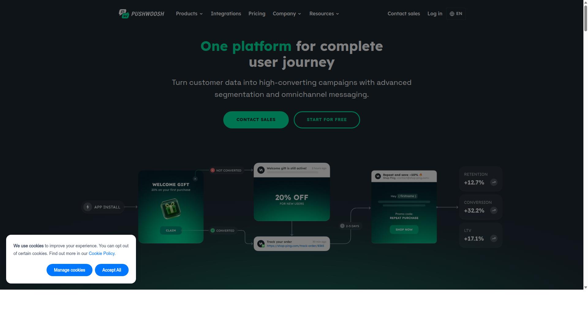 Pushwoosh website